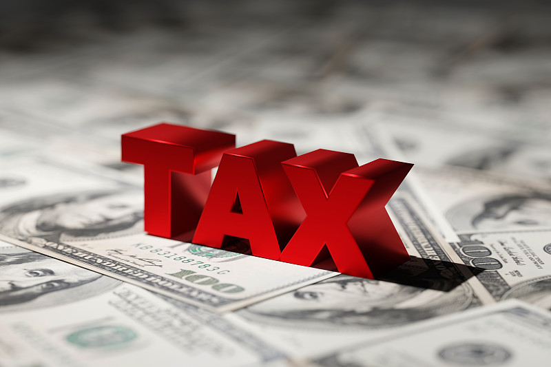 货币税,美元背景。3D渲染图图片下载