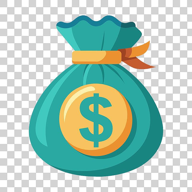 美元袋平在白色背景图片下载