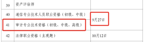 根据中国人事考试网发布的《2025年度专业技术人员职业资格考试工作计划》获知2025年初级审计师考试时间定在9月27日。