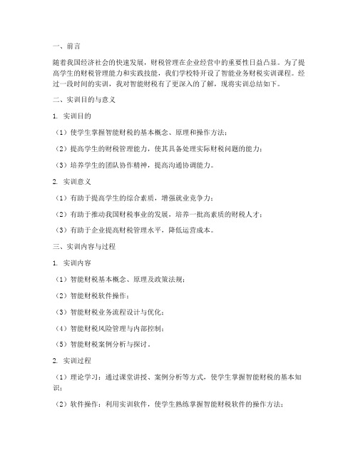 智能业务财税实训总结报告
