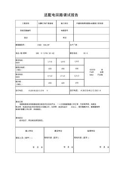 送配电系统调试记录